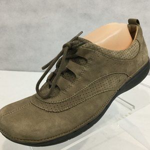 Clarks Un-Structured Shoes Sz 9 M Brown Suede Leather Lace-Ups Round Toe